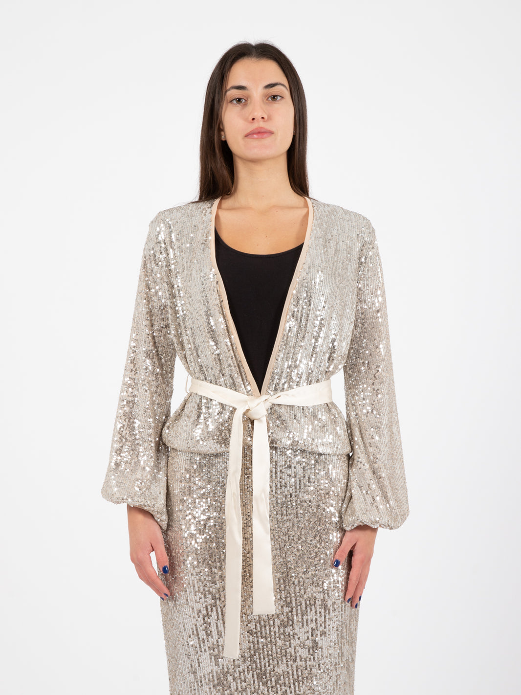 Cardigan paillettes oro