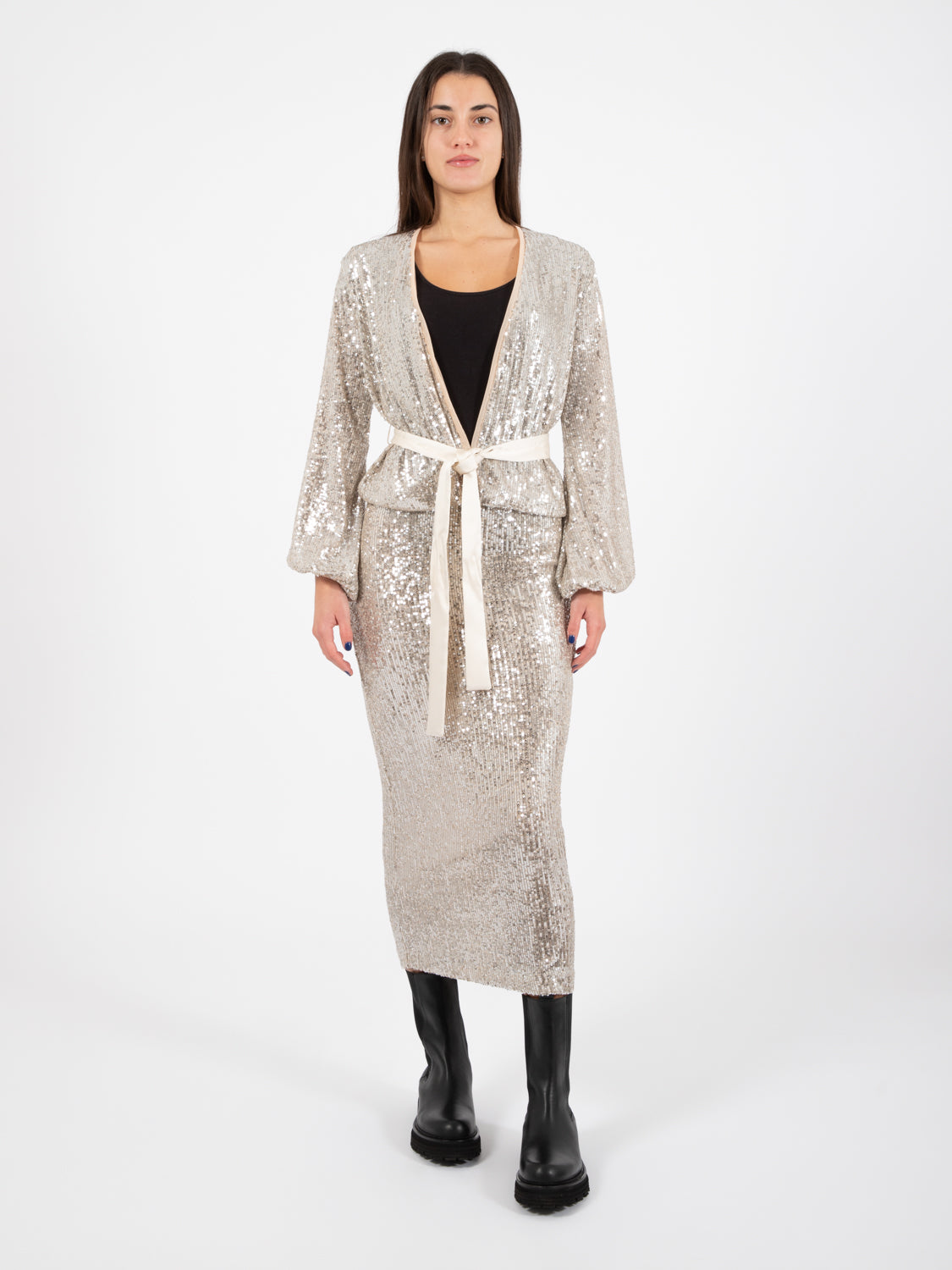 Cardigan paillettes oro
