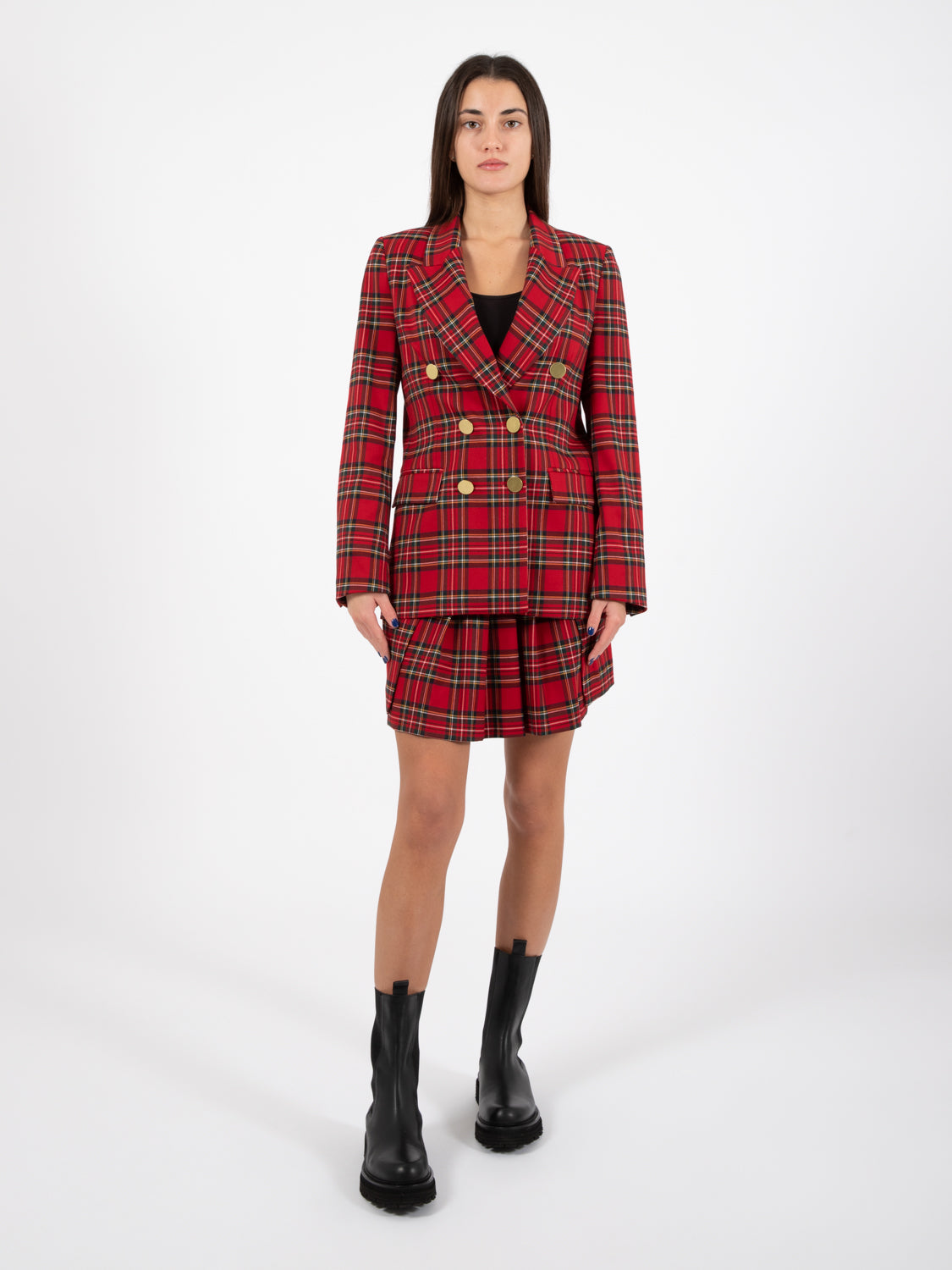 Minigonna plissettata tartan rosso
