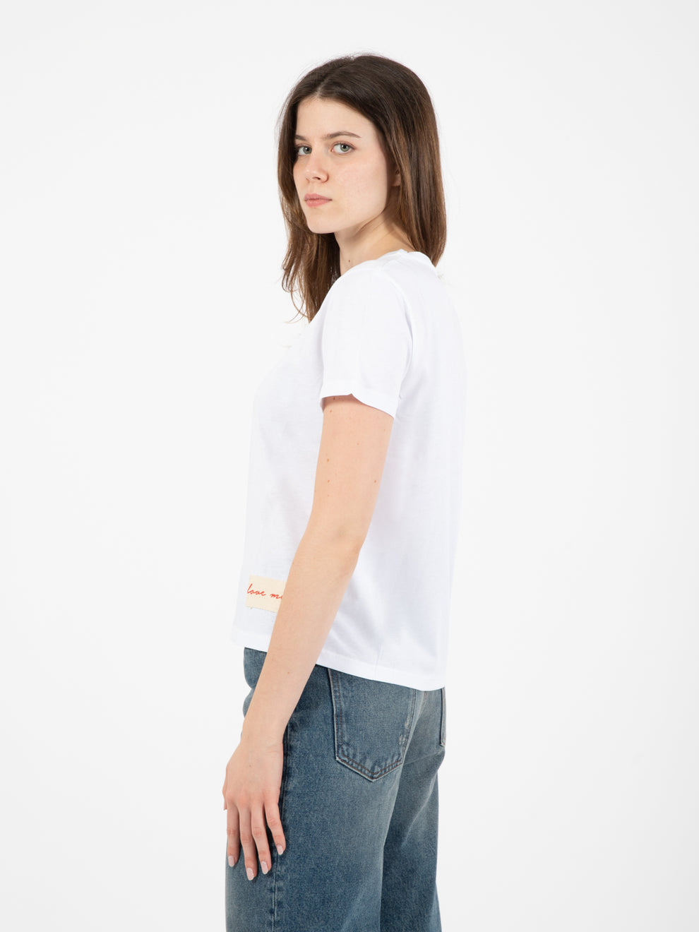 T-shirt patch lettering bianco