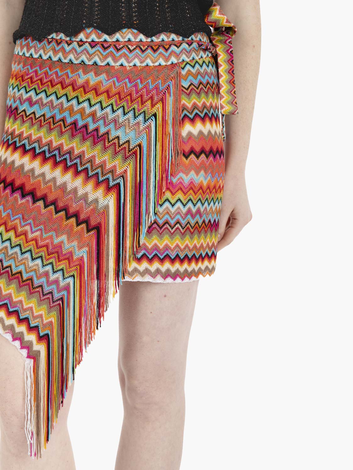 Pareo trama a zig zag arancio / multicolor