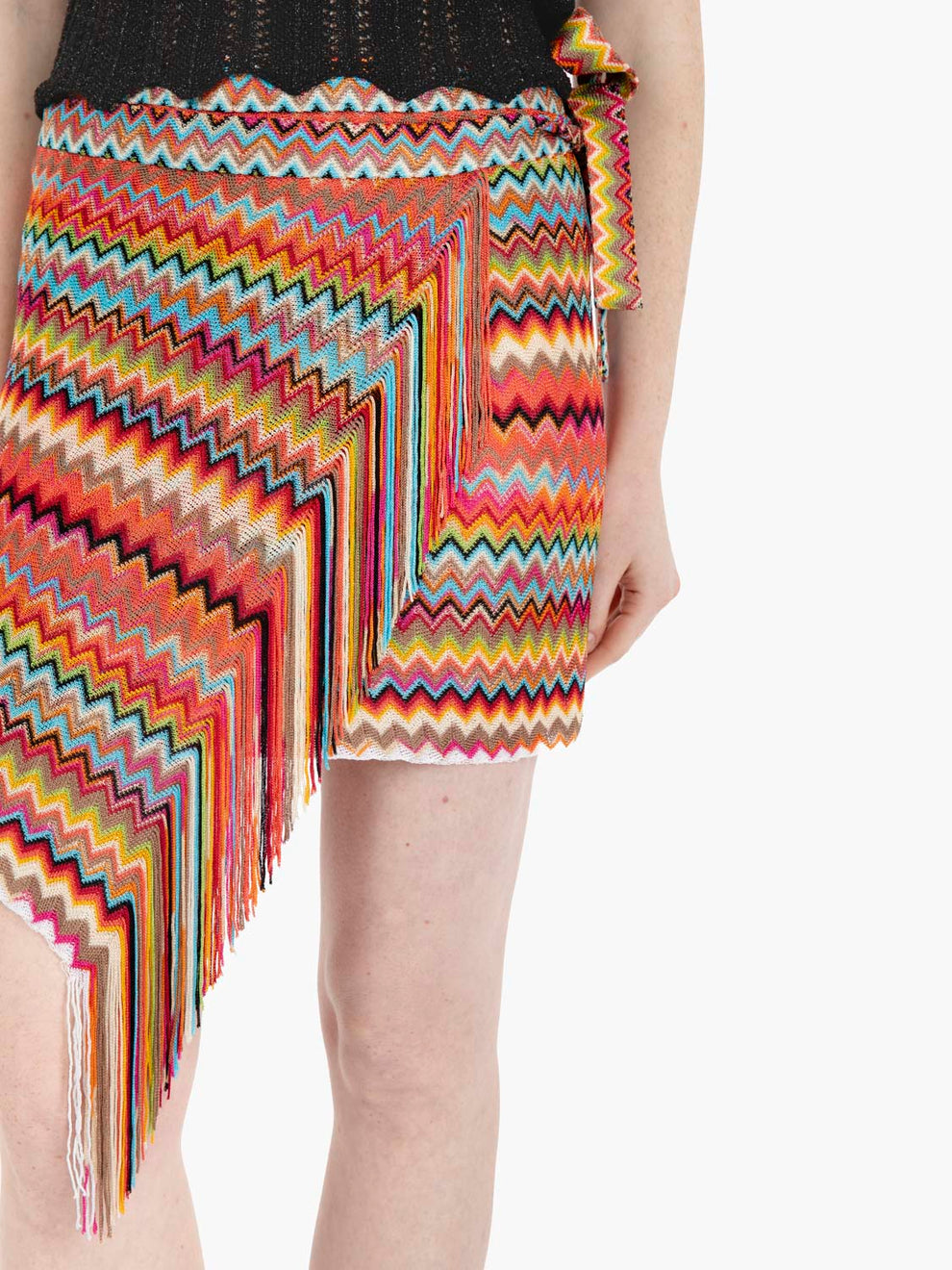 Pareo trama a zig zag arancio / multicolor