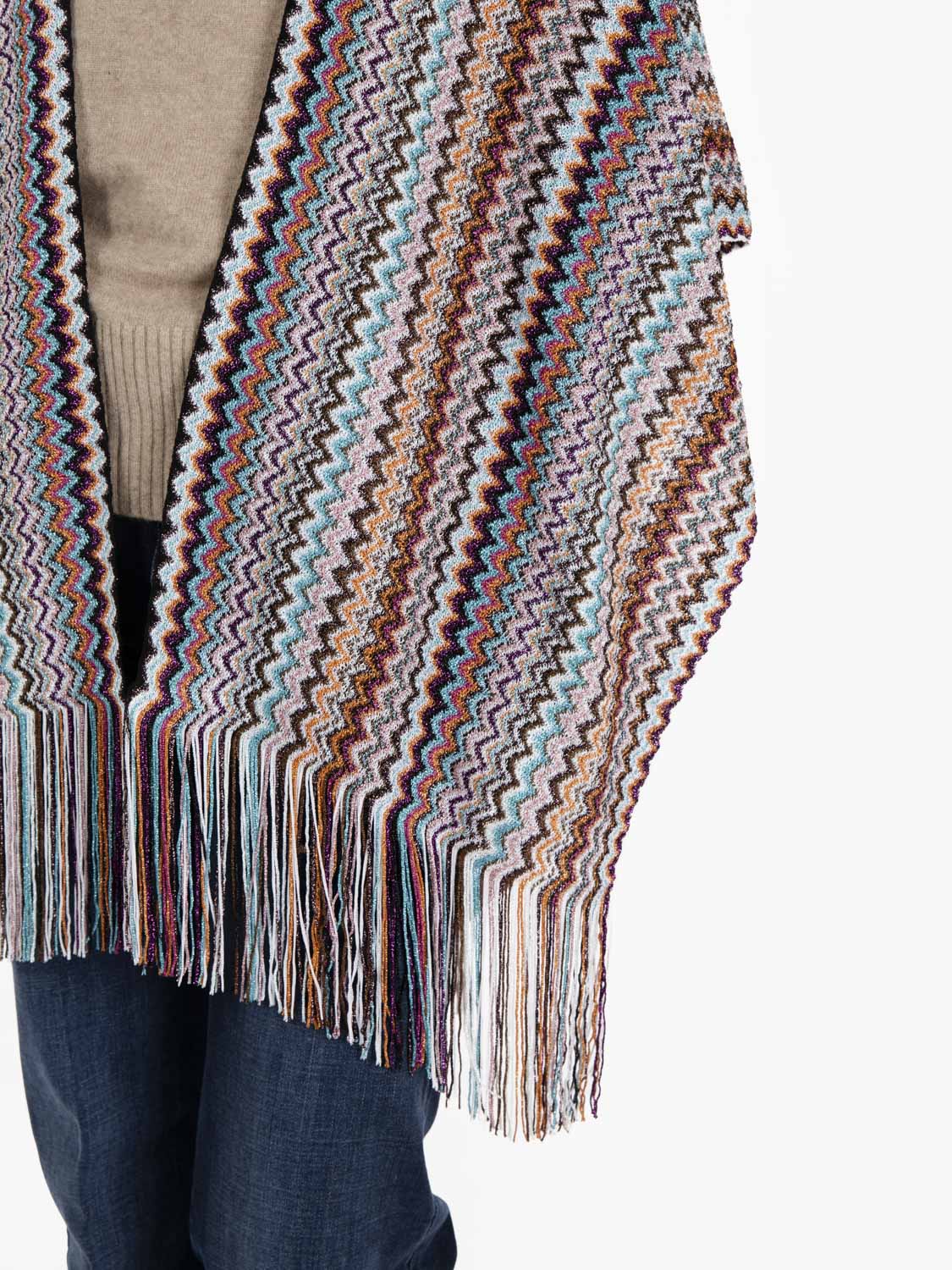 Multicolored zigzag poncho