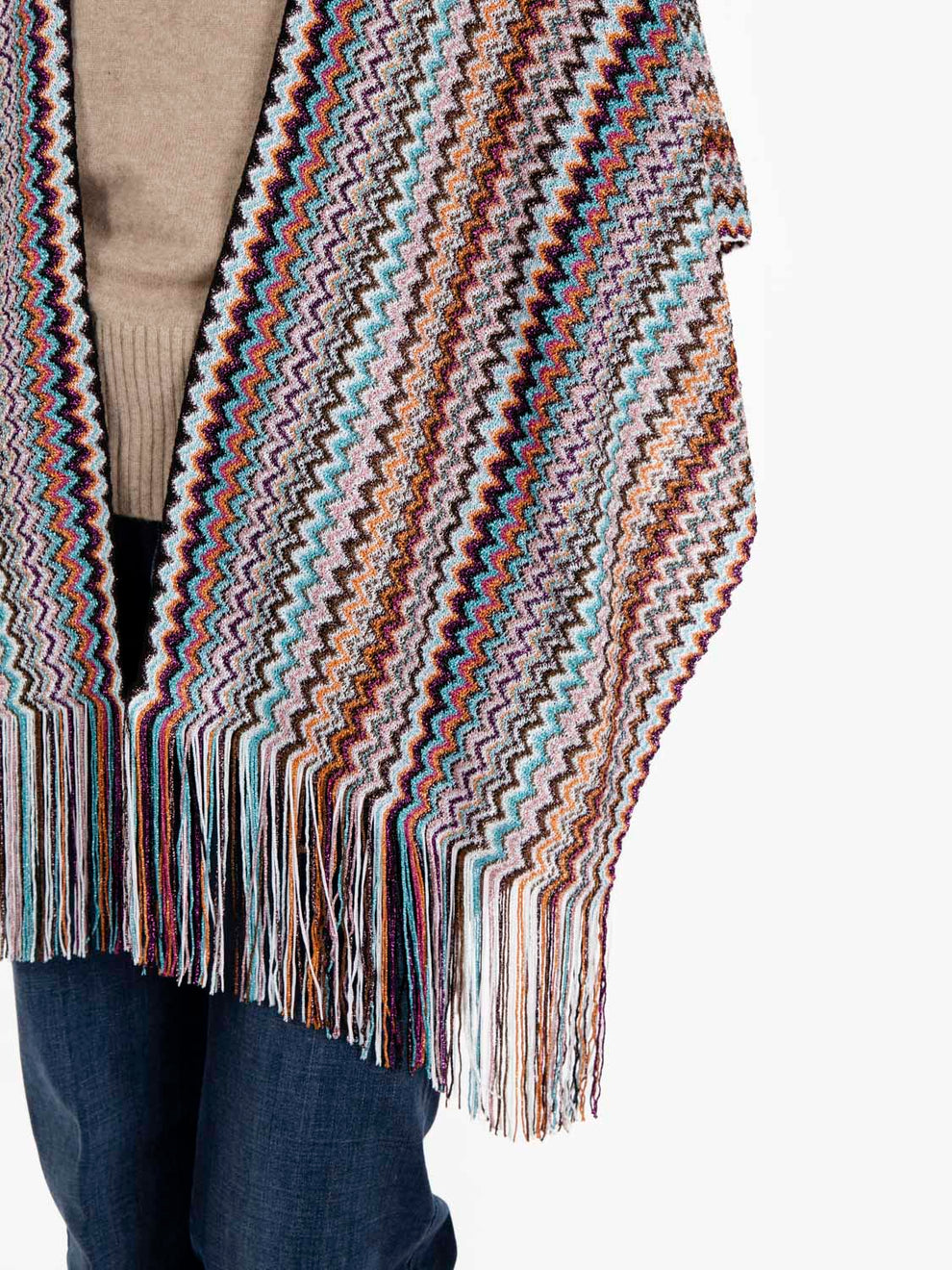 Multicolored zigzag poncho