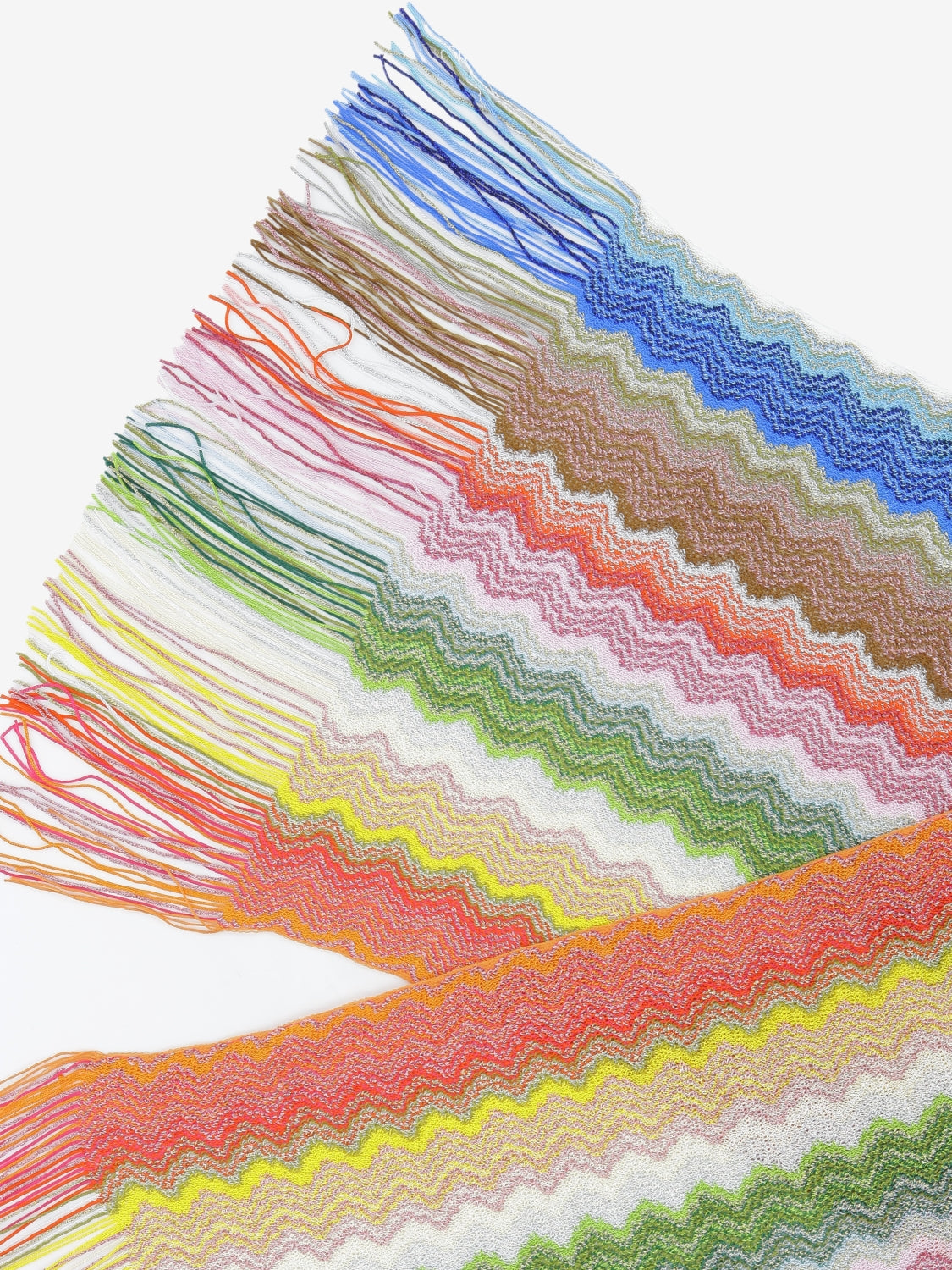 Multicolor laminated fringed scarf