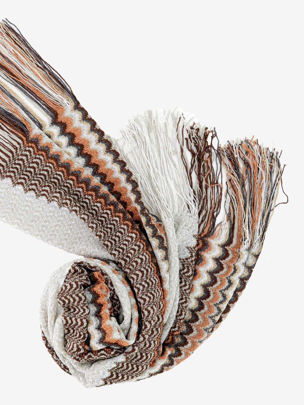 Brown glitter fringed scarf
