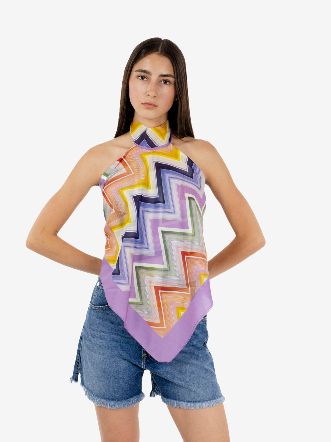 Top a fazzoletto multicolor