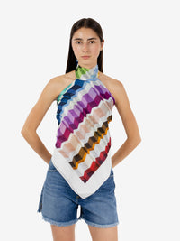 Multicolor silk and cotton handkerchief top