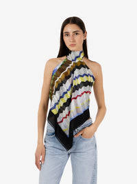 Top a fazzoletto stampa multicolor