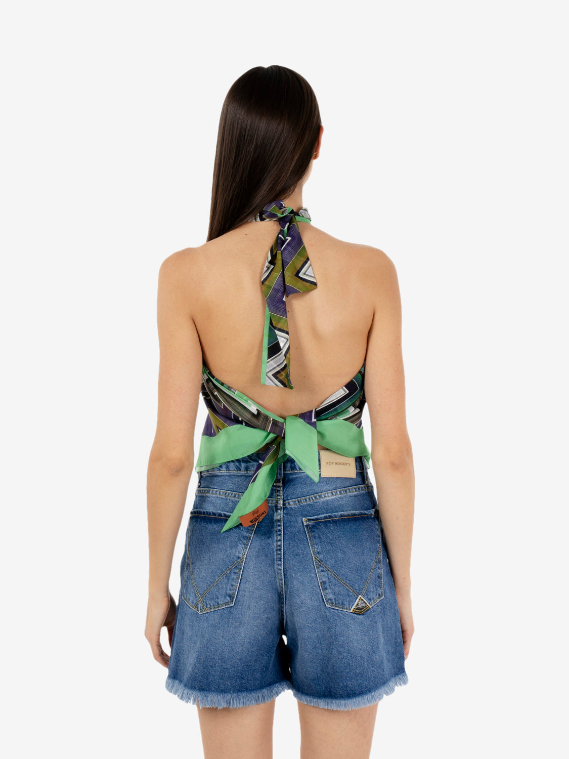 Top a fazzoletto verde / multicolor