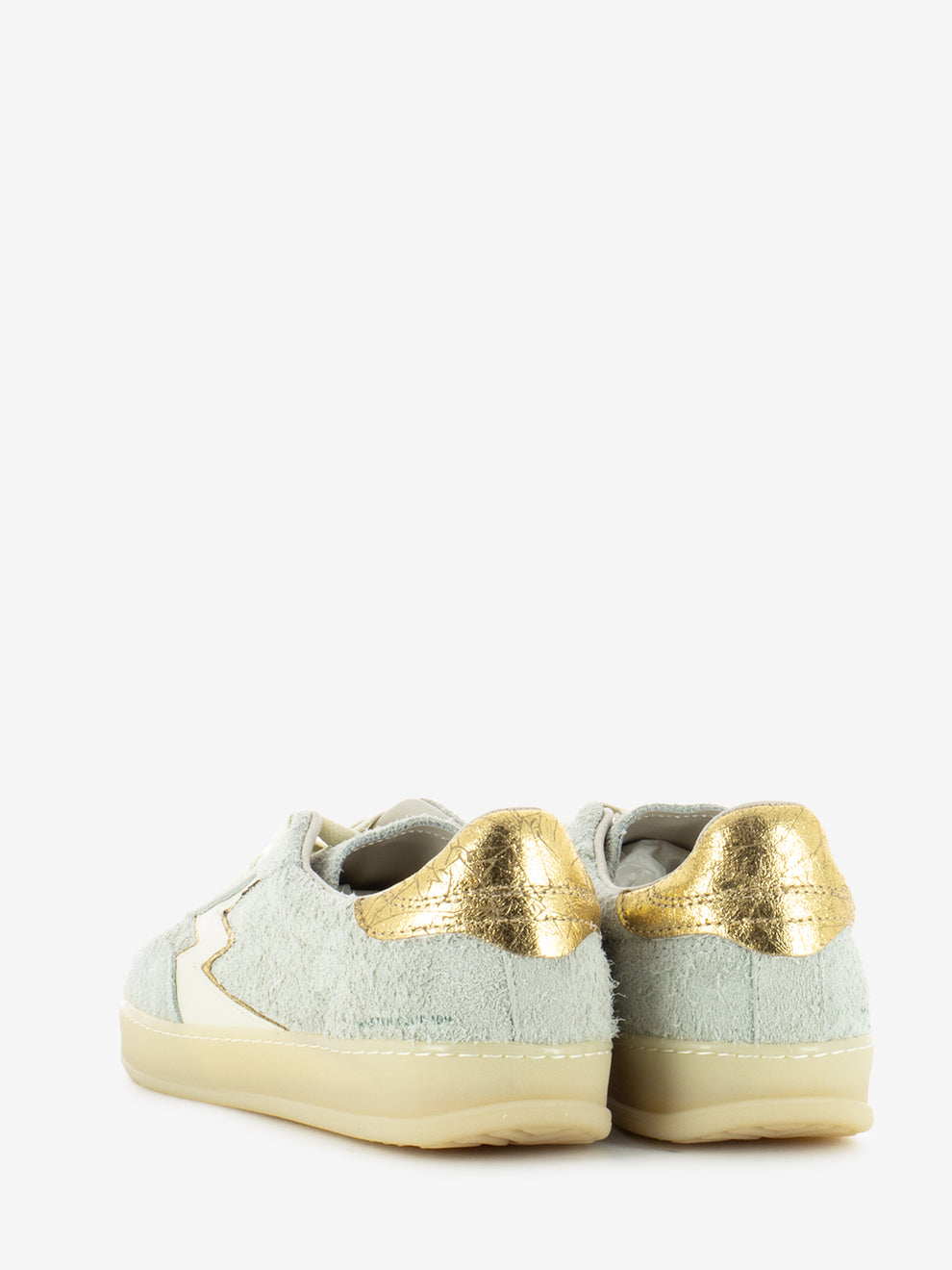 White/gold used effect suede sneakers