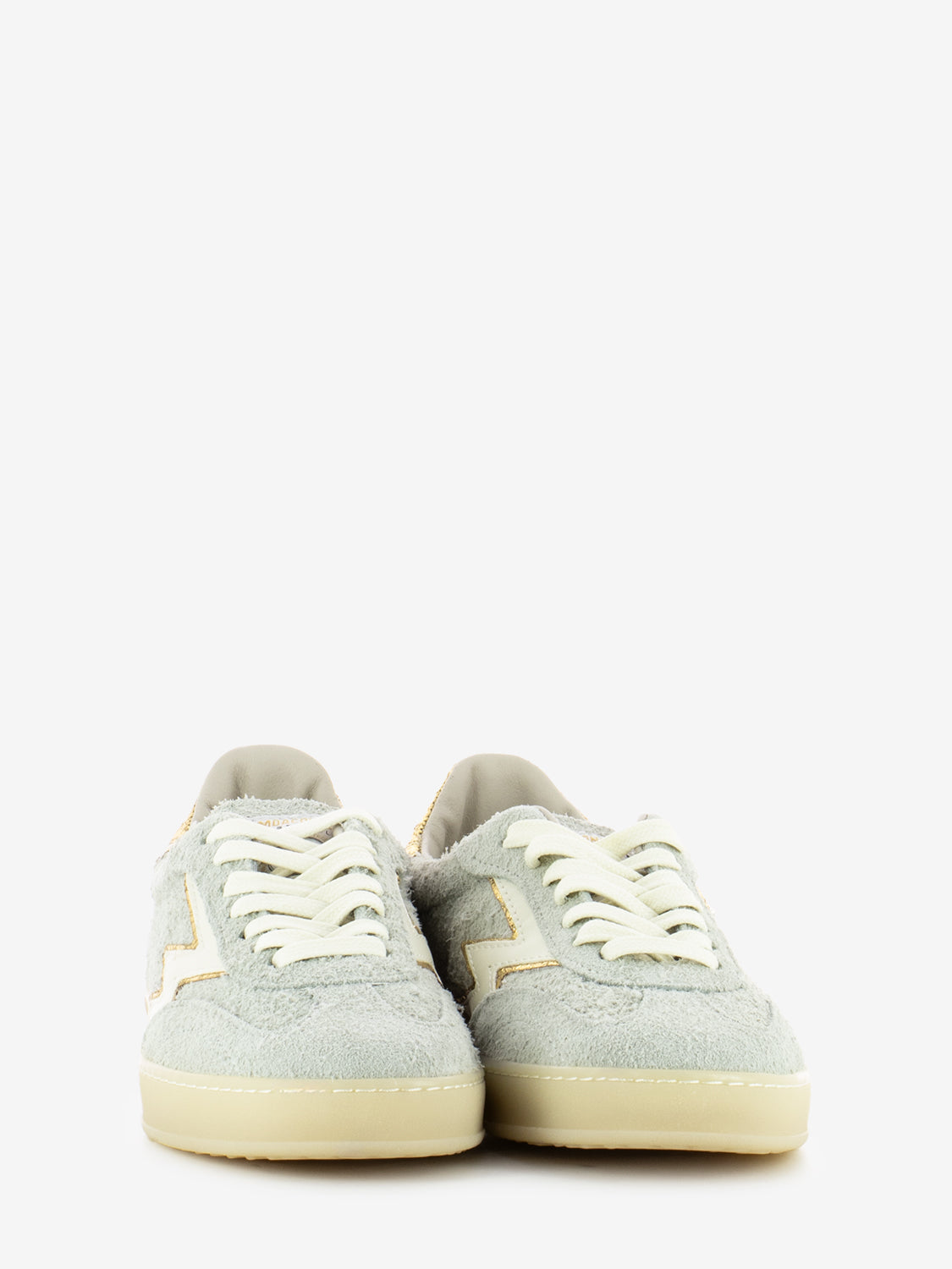 White/gold used effect suede sneakers