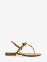 MODA POSITANO - Sandali con pietre gioiello marrone / verde