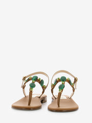 MODA POSITANO - Sandali con pietre gioiello marrone / verde