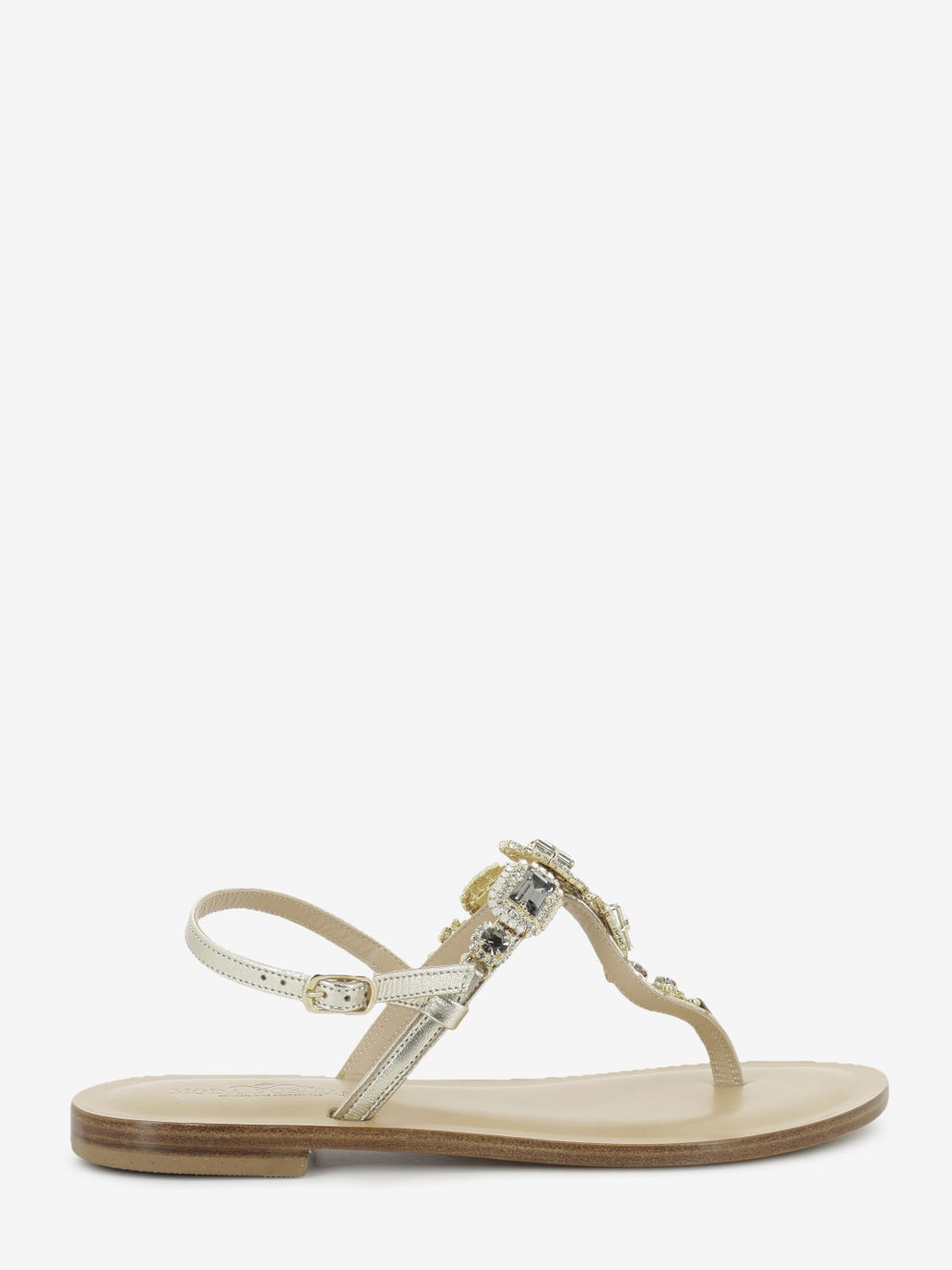 Platinum jeweled sandals