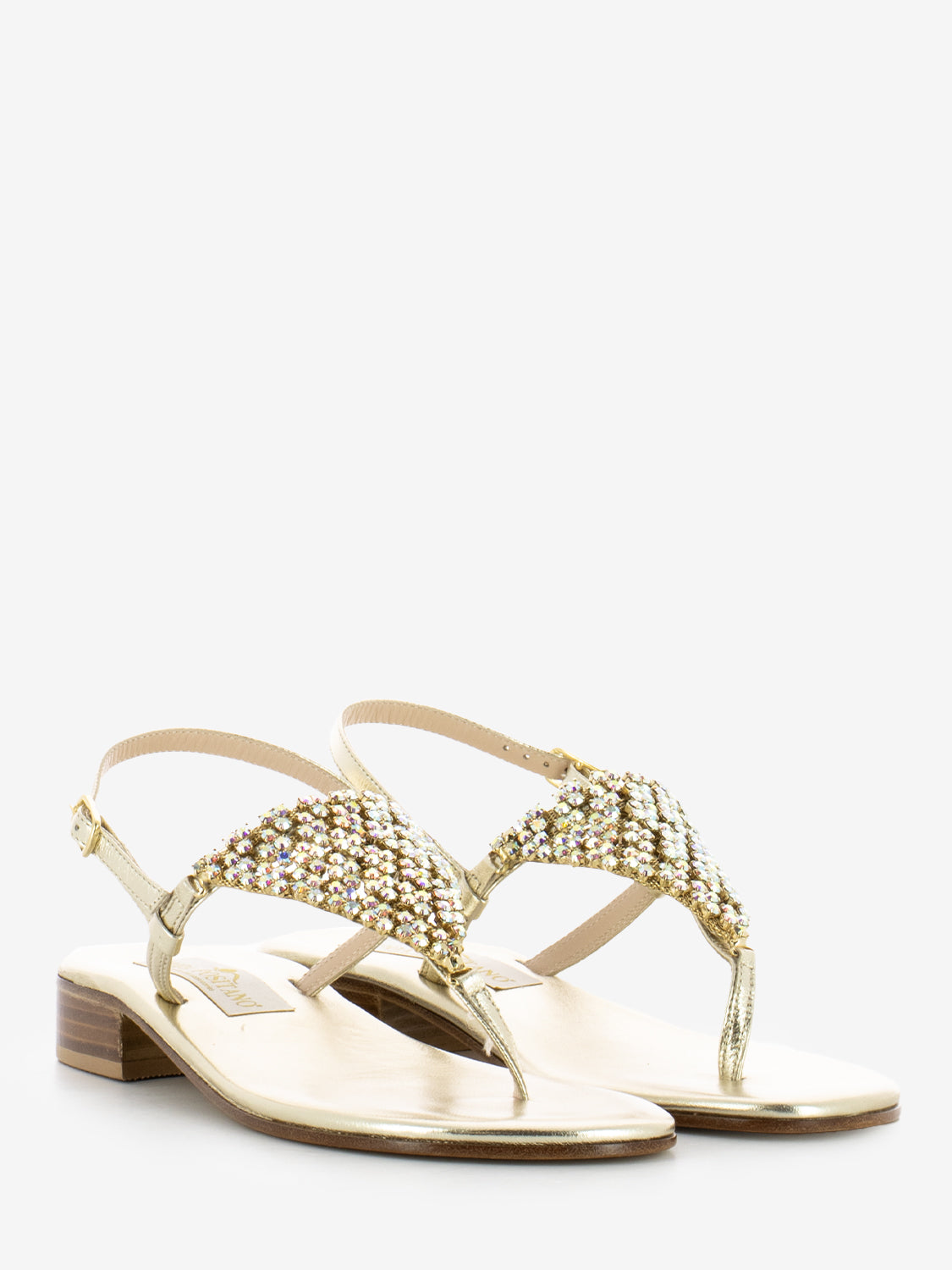 Sandali infradito con strass platino