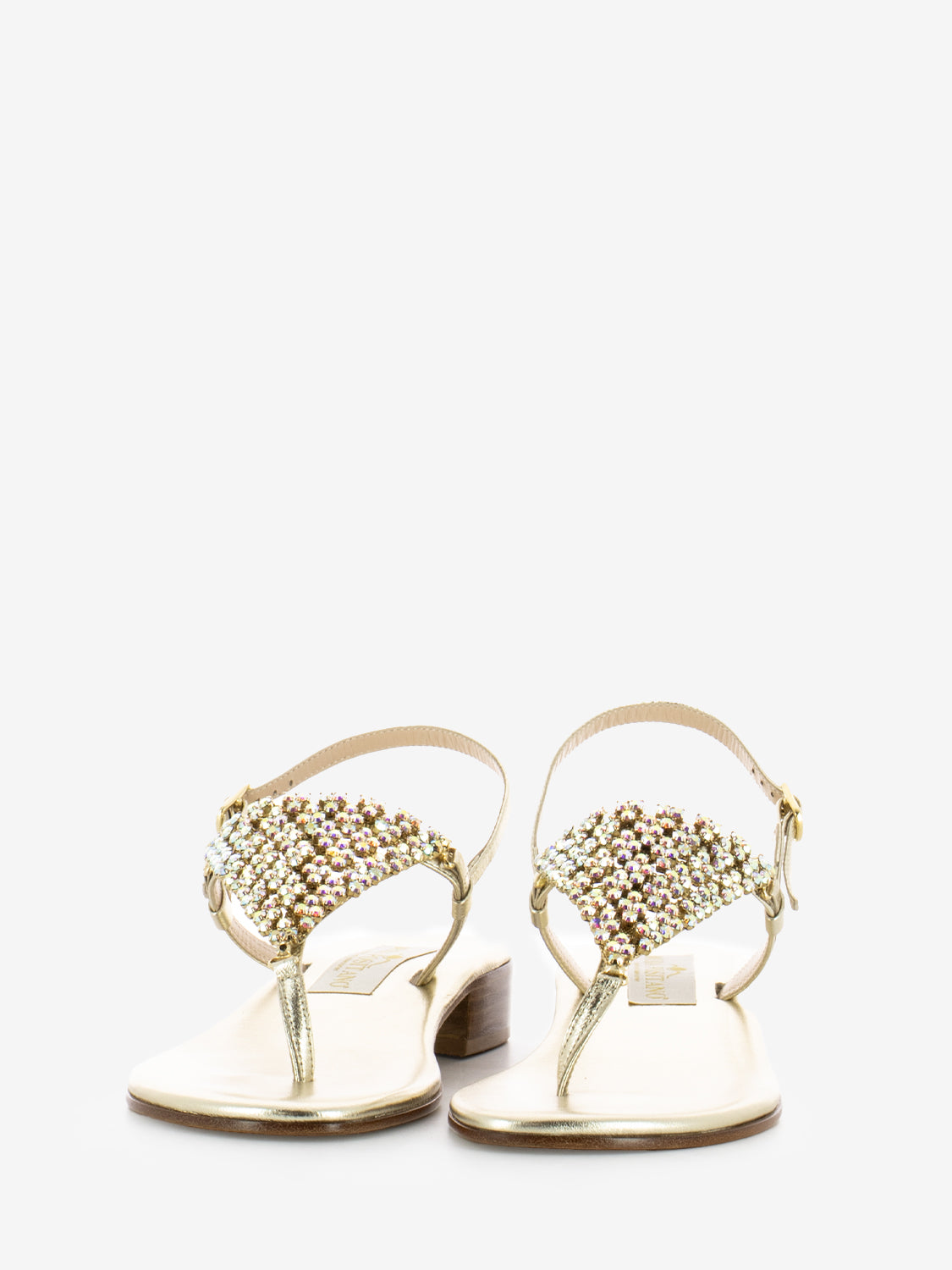 Sandali infradito con strass platino
