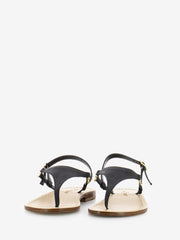 MODA POSITANO - Sandali infradito in pelle nero