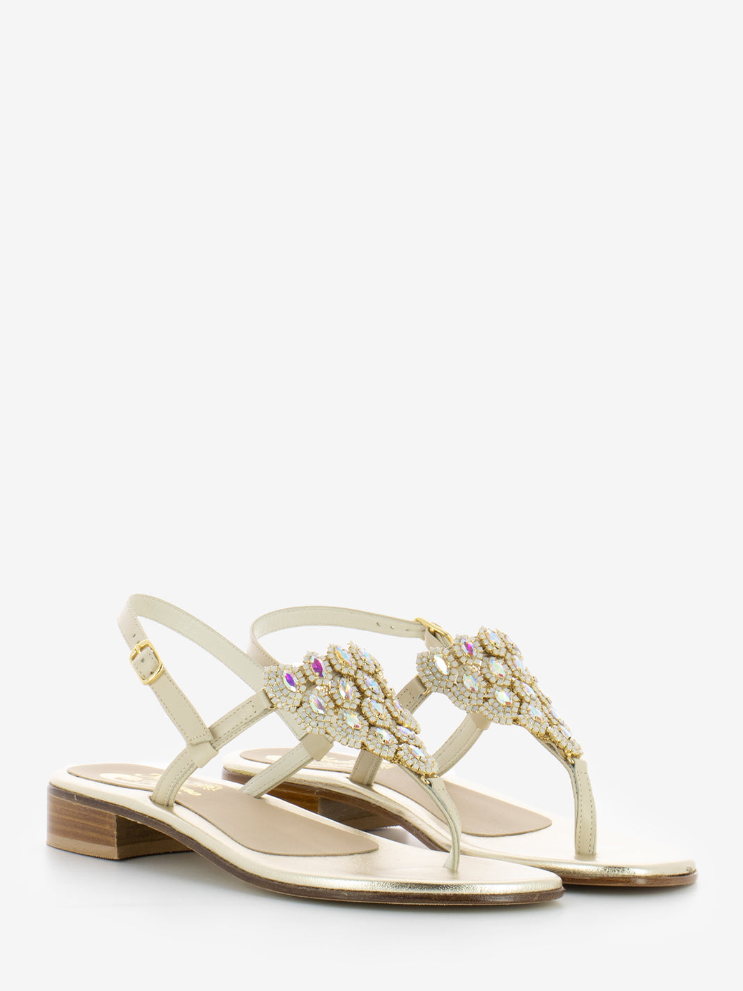 Natural flip flop sandals t.30 with opals