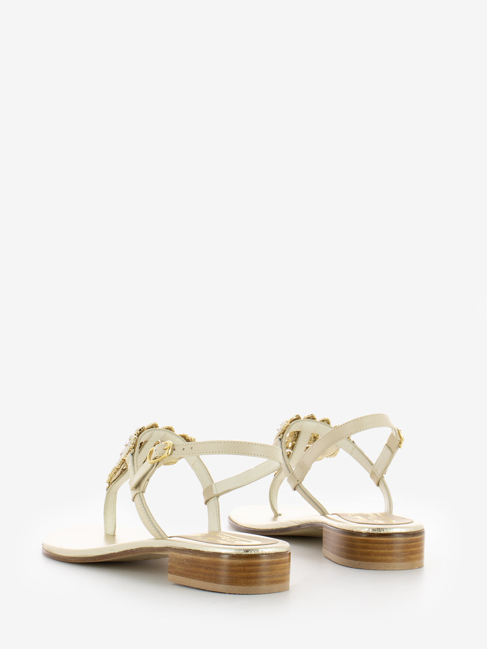 Natural flip flop sandals t.30 with opals