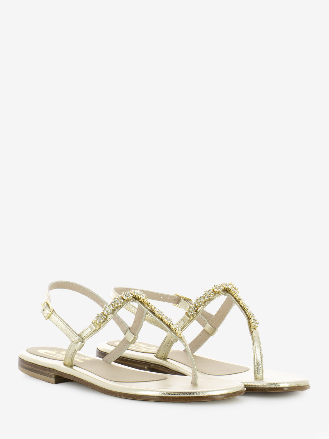 Platinum flip flop sandals t.10 with rhinestone flowers