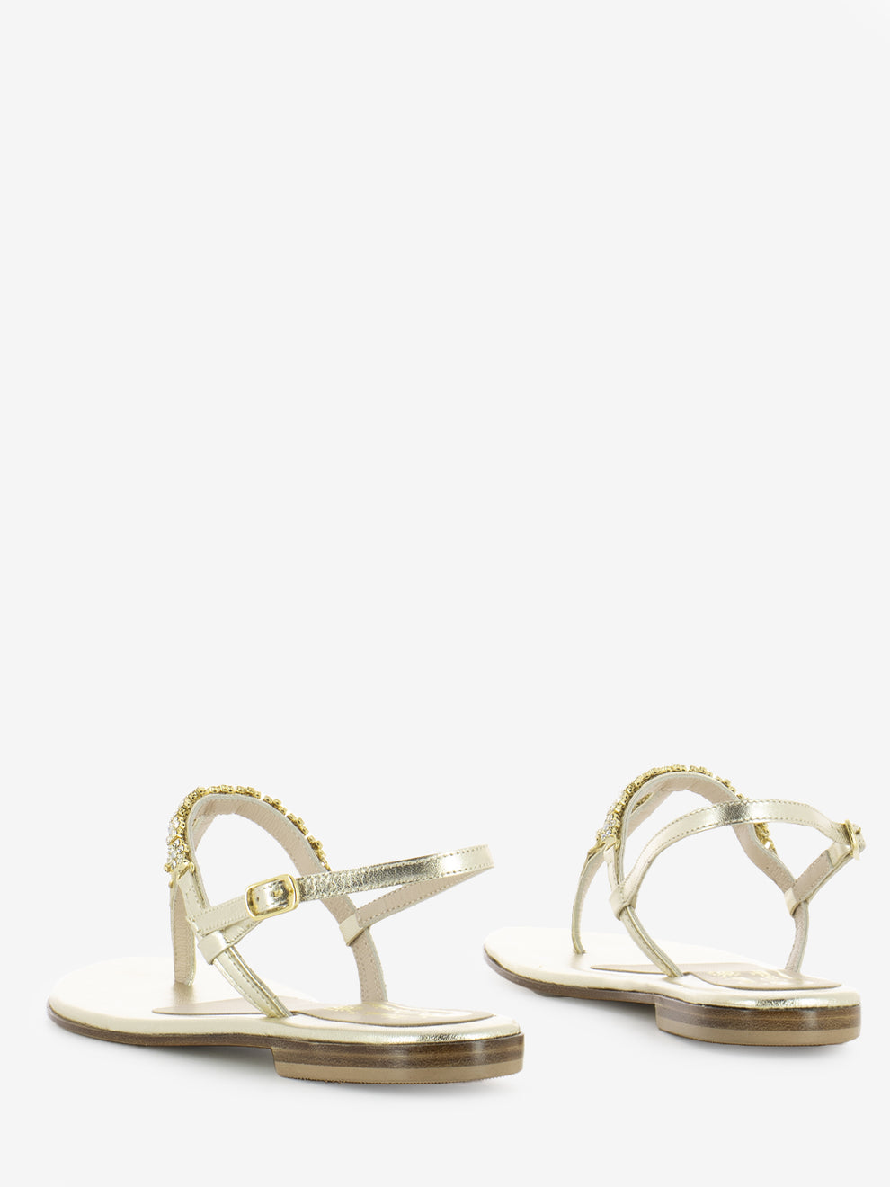 Platinum flip flop sandals t.10 with rhinestone flowers