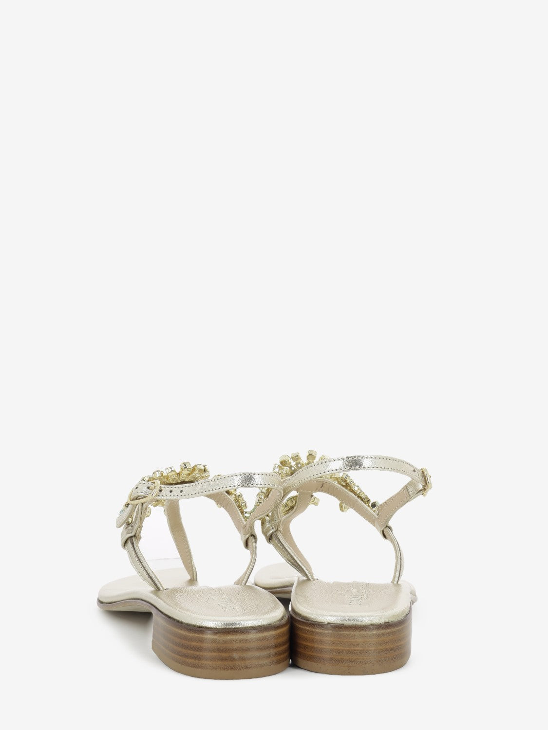 Jeweled sandal with gold heel / multicolor