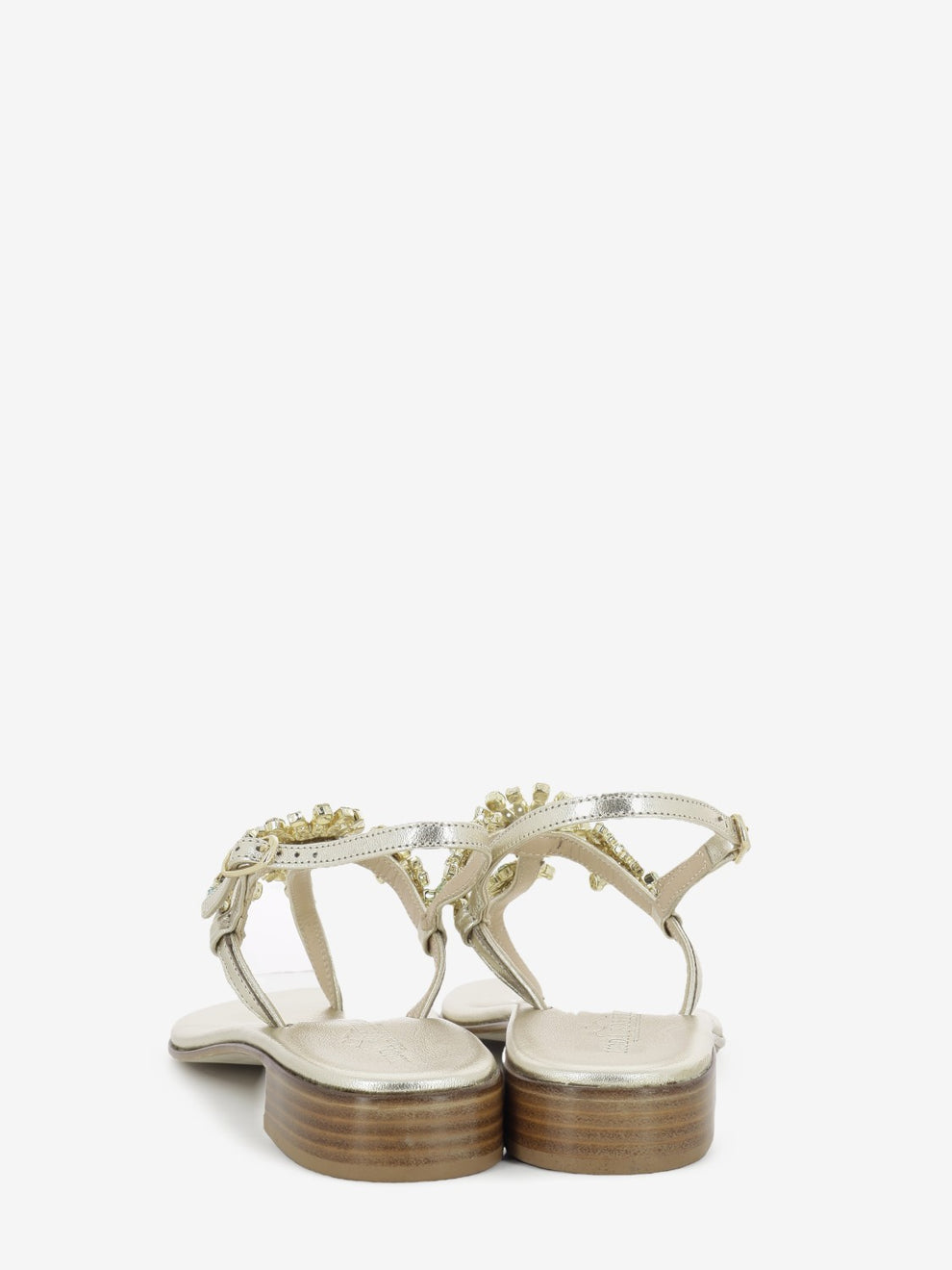Jeweled sandal with gold heel / multicolor