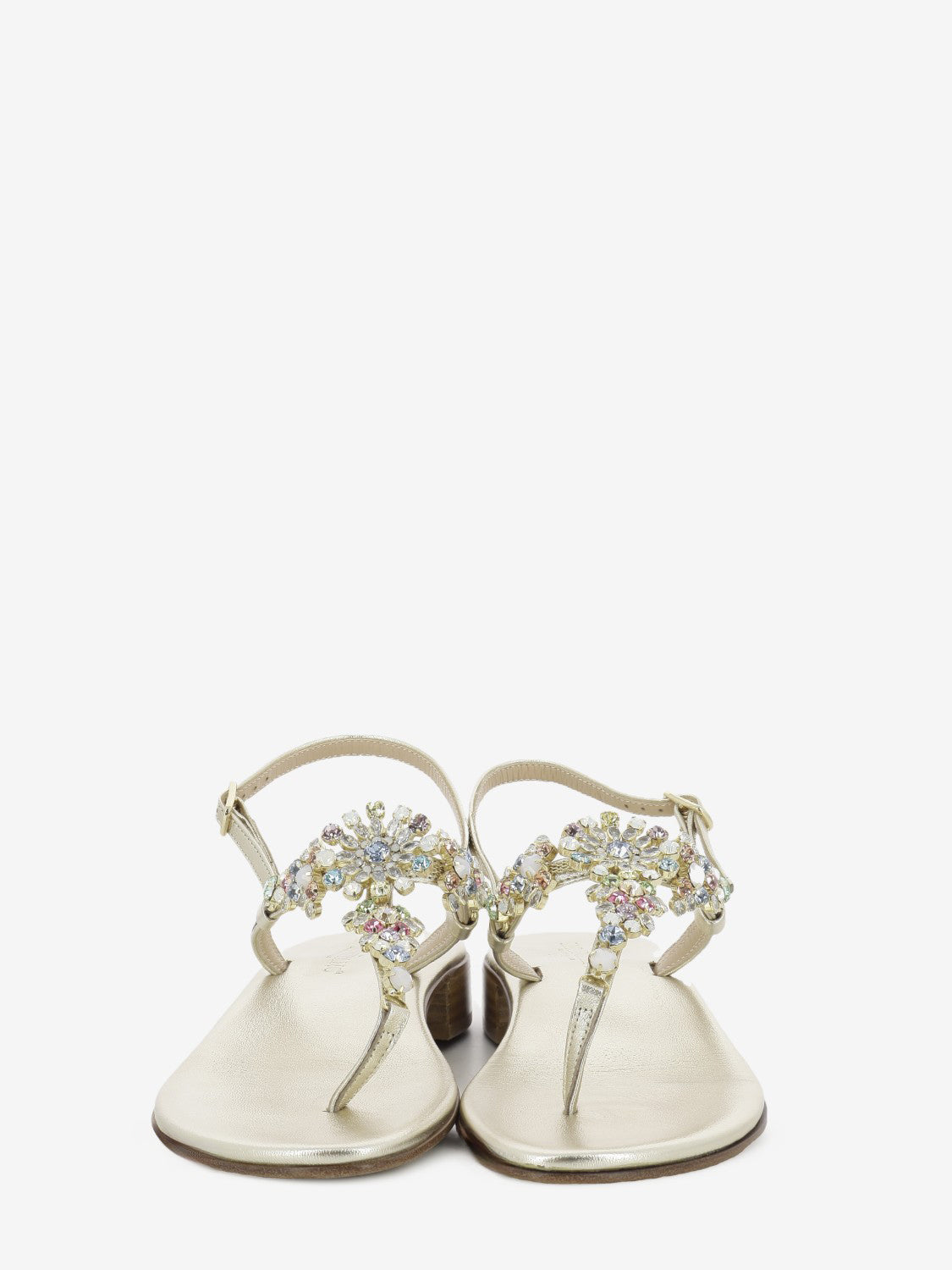 Jeweled sandal with gold heel / multicolor