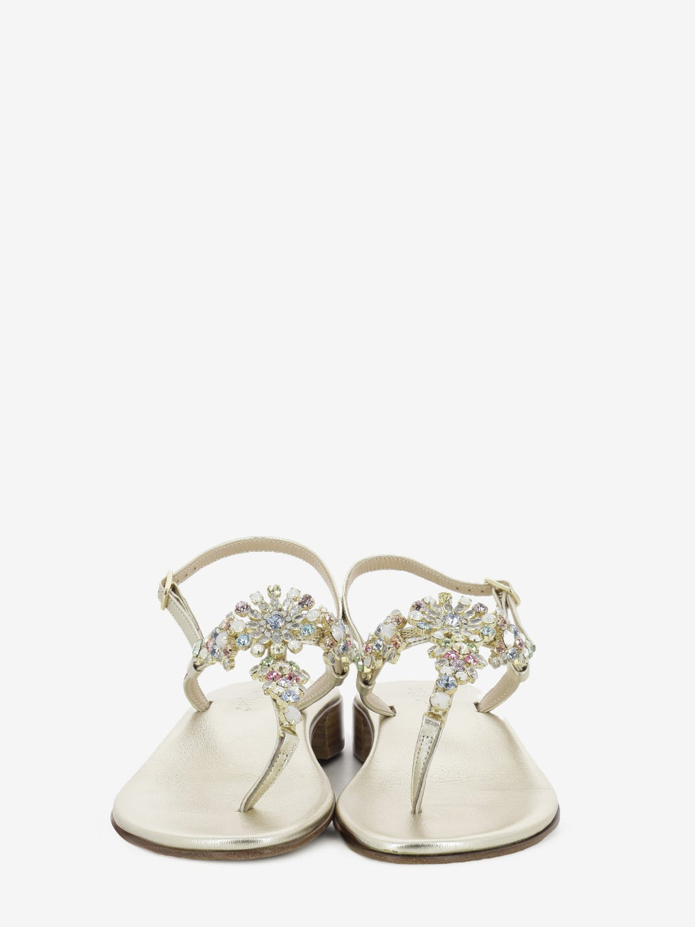 Jeweled sandal with gold heel / multicolor
