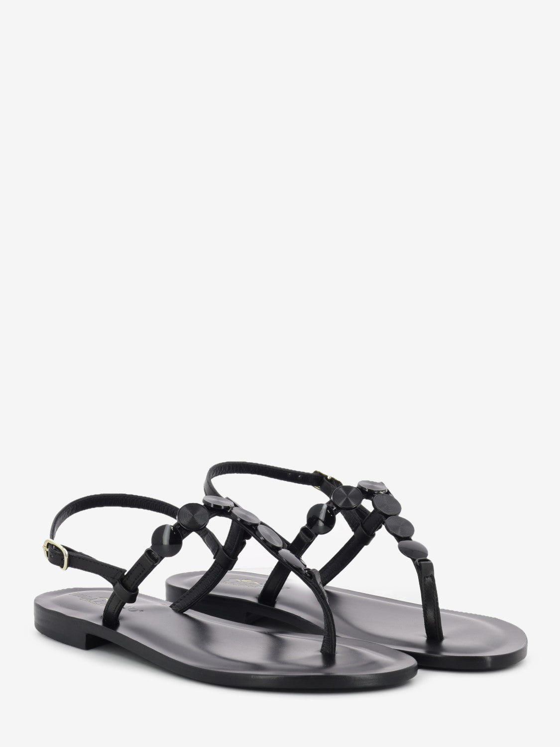 Black coin thong sandal