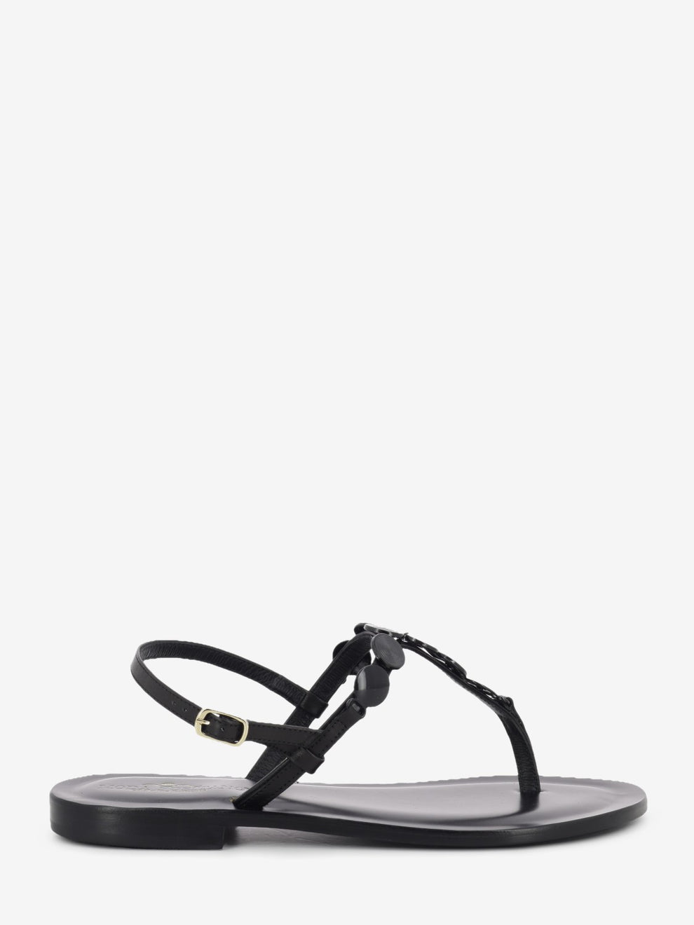 Black coin thong sandal