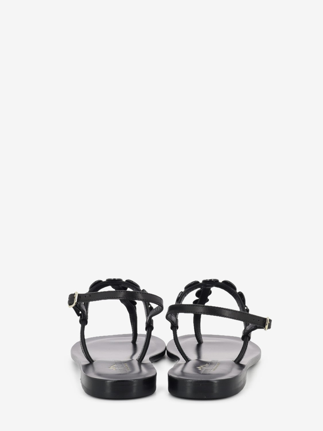 Black coin thong sandal