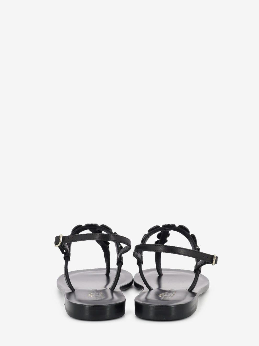 Black coin thong sandal
