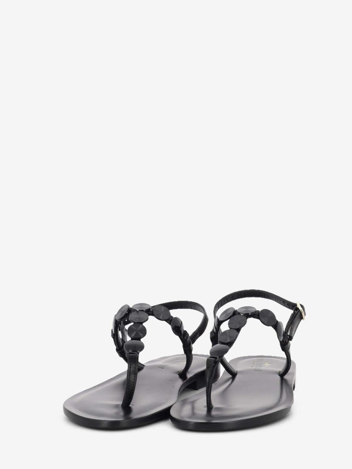 Black coin thong sandal
