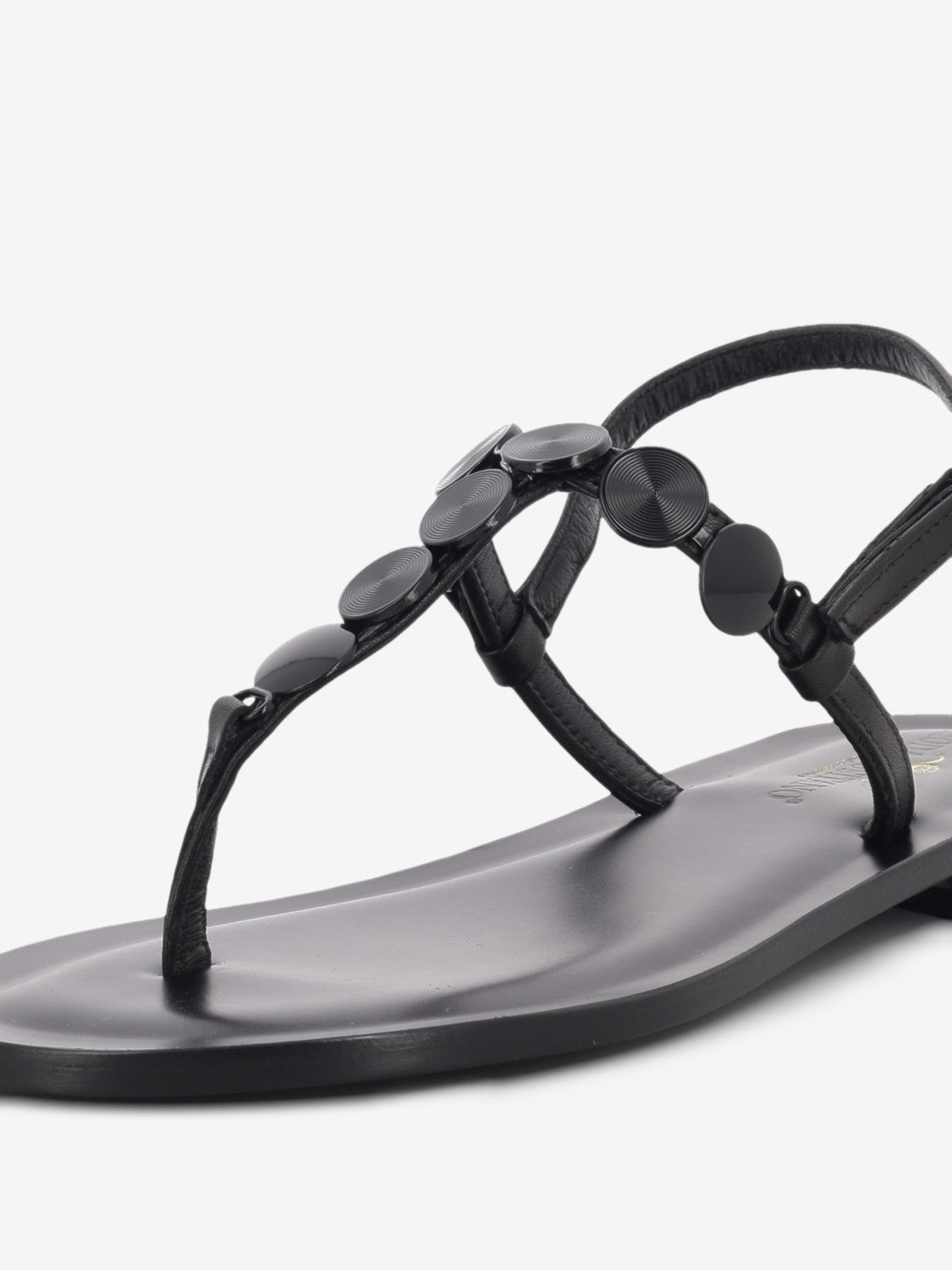 Black coin thong sandal