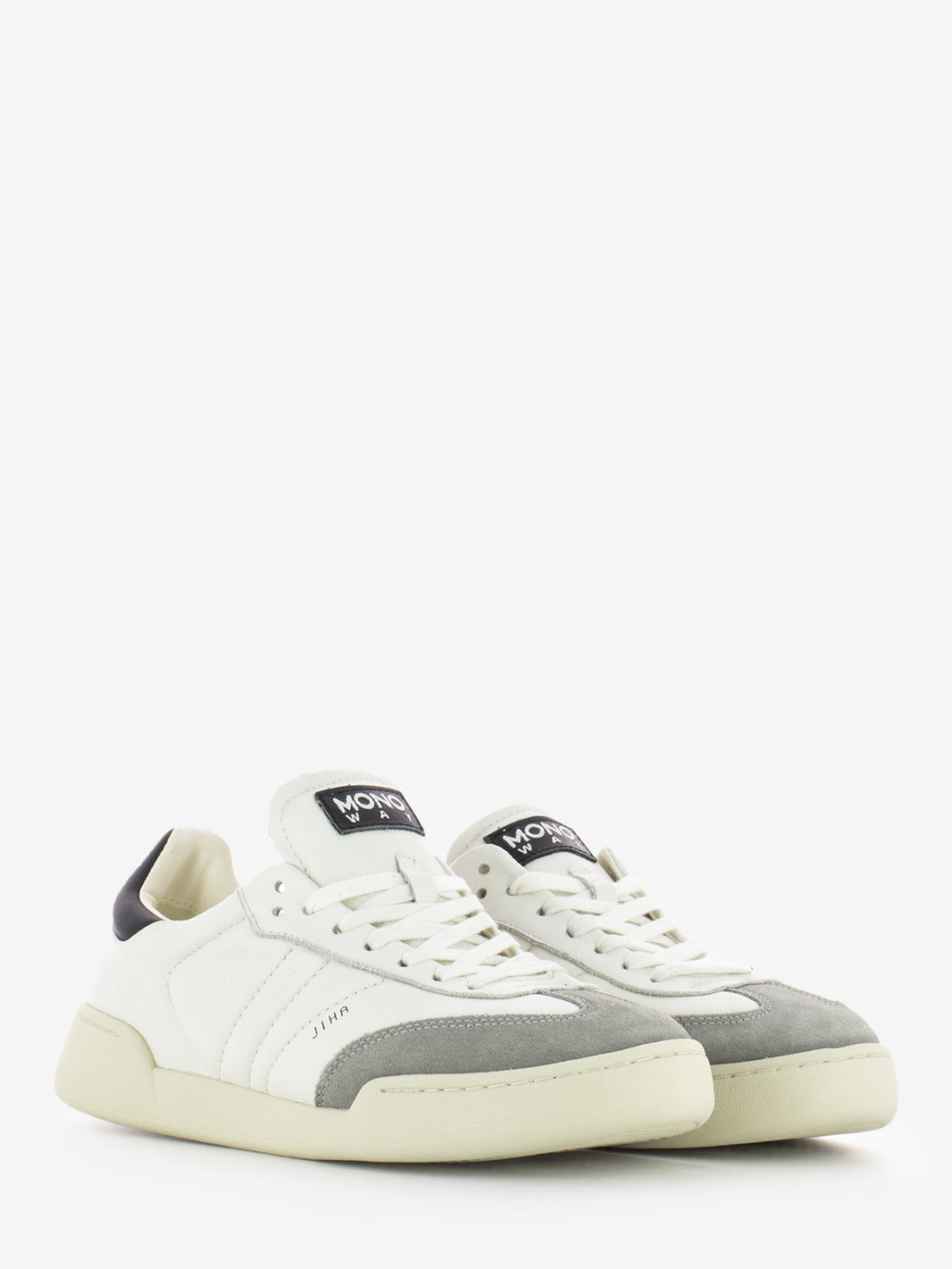 Sneakers in pelle bianco / grigio