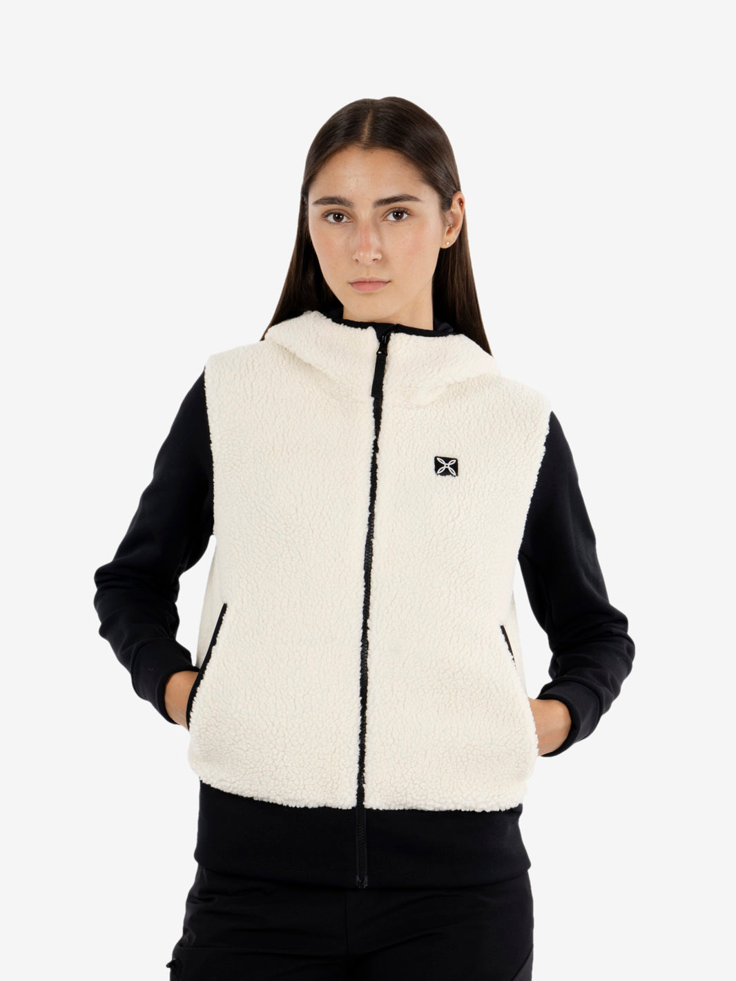 Sherpa mix jacket woman panna