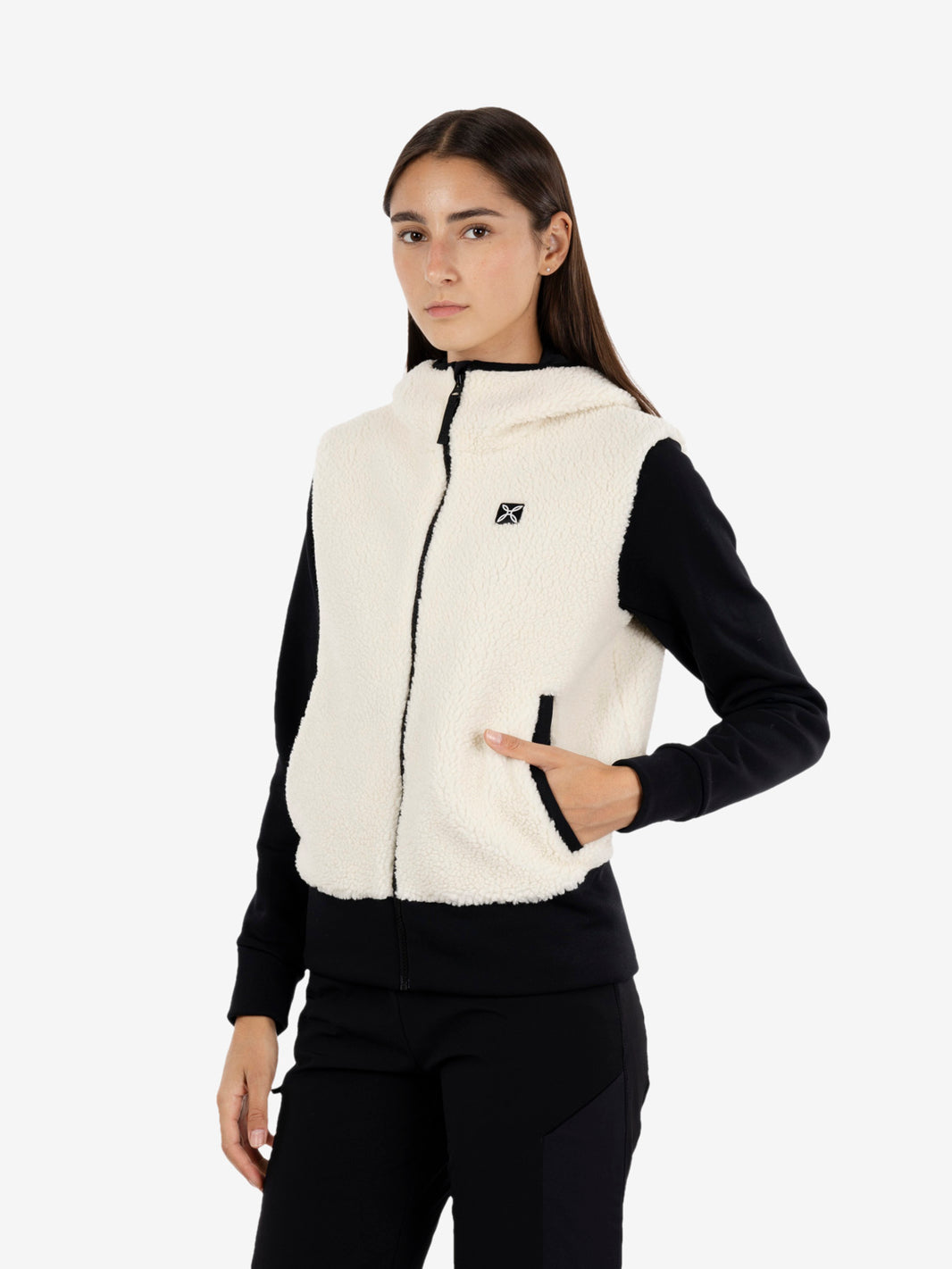 Sherpa mix jacket woman panna
