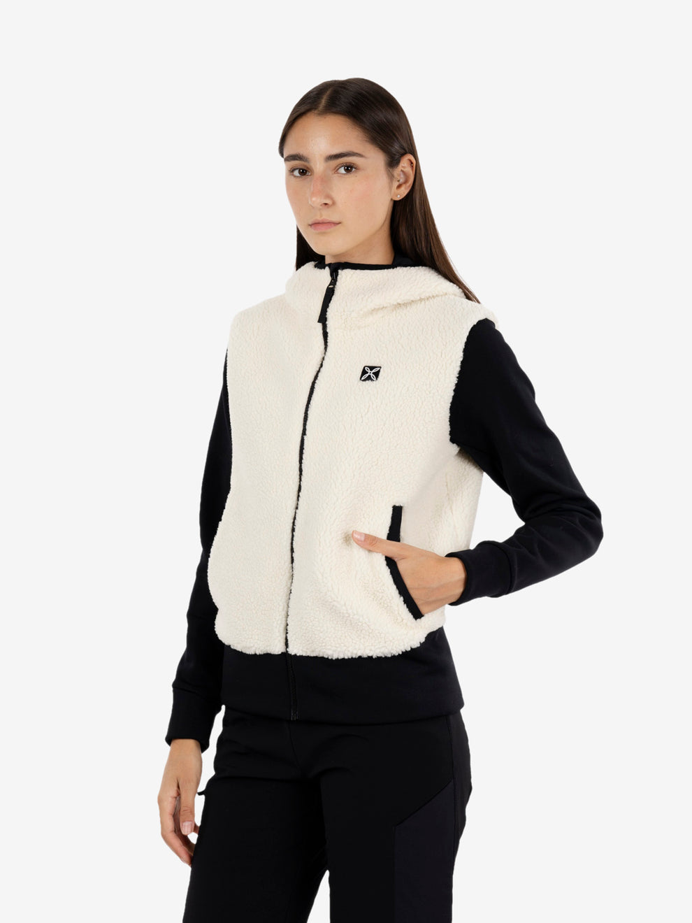 Sherpa mix jacket woman panna