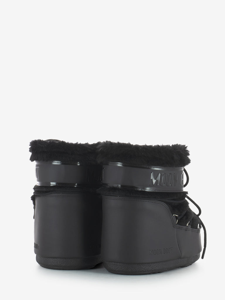 MOON BOOT - MB icon low faux fur optical black