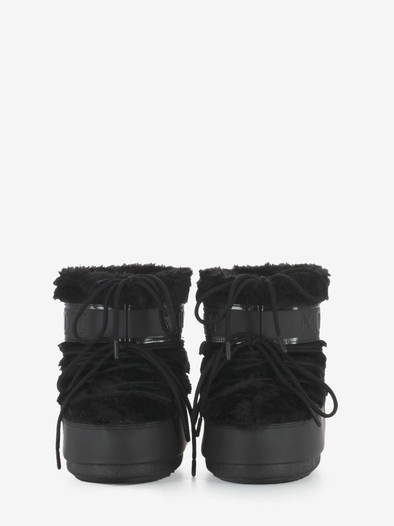 MOON BOOT - MB icon low faux fur optical black