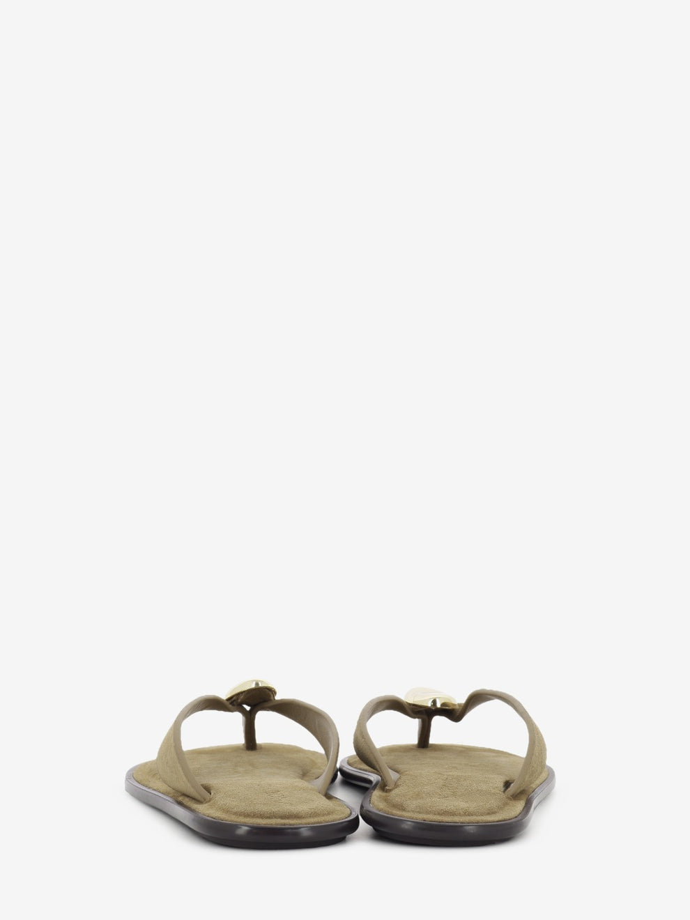 Suede flip-flops with beige accessory