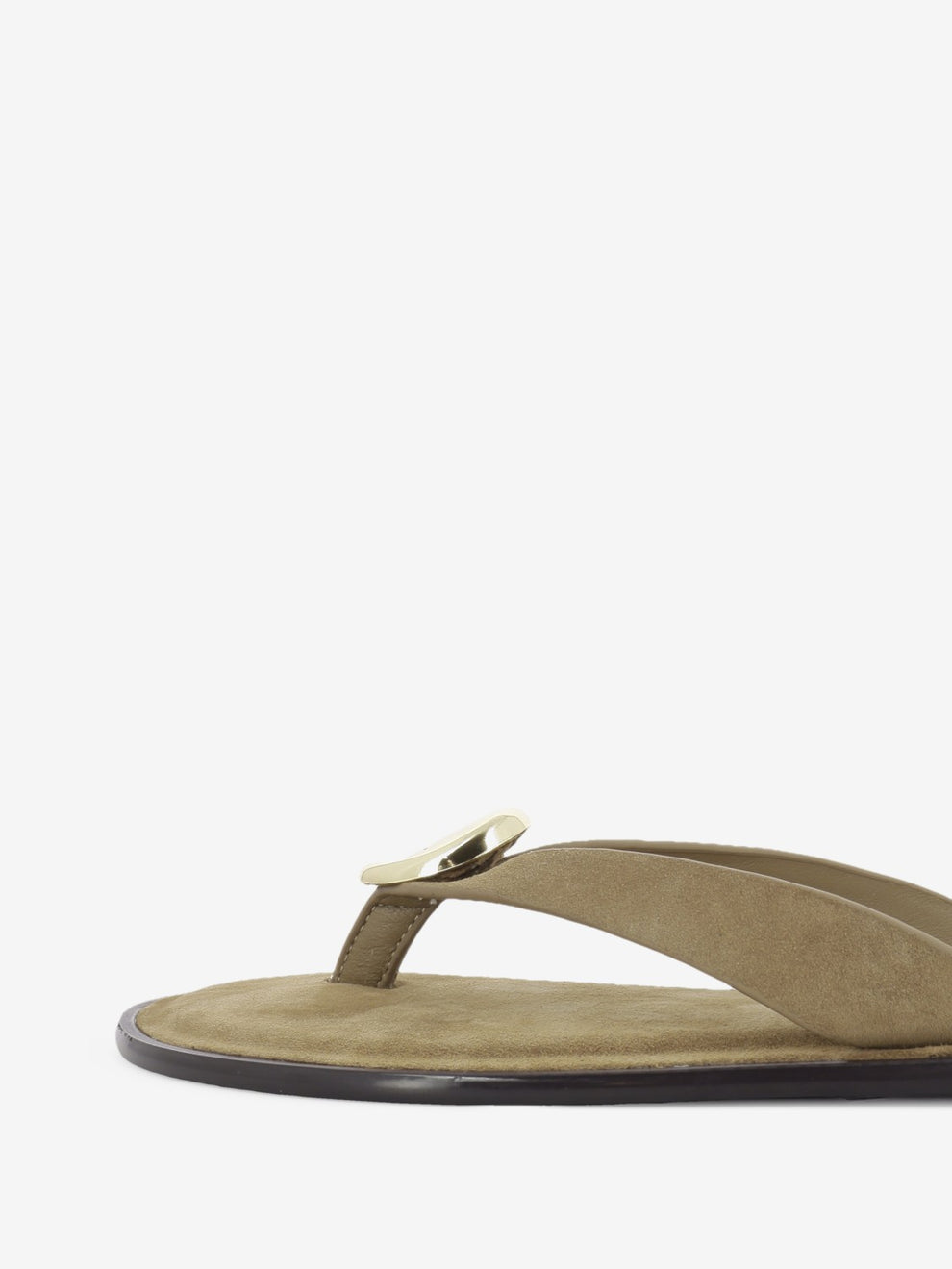 Suede flip-flops with beige accessory