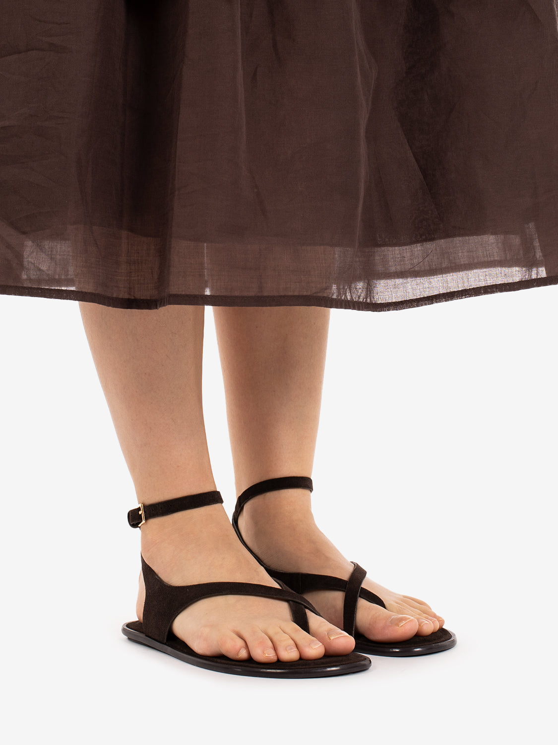 Sandalo infradito Cow suede brown