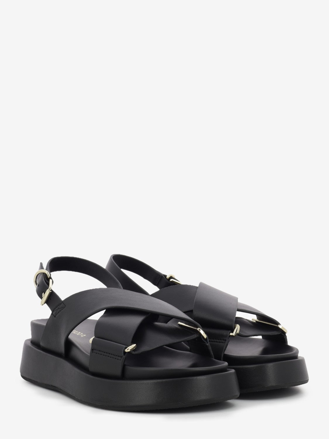 Black sheep leather sandal