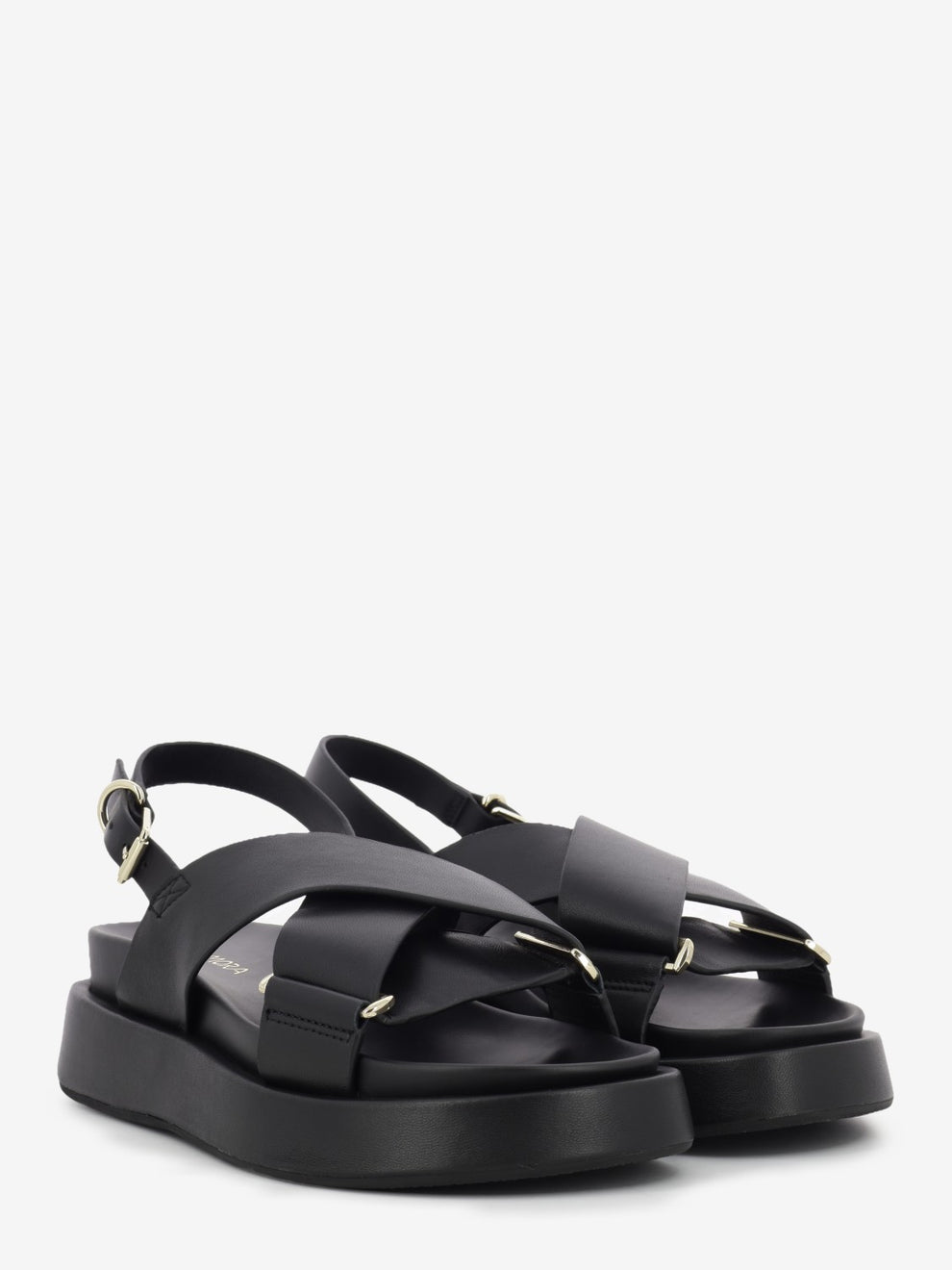 Black sheep leather sandal