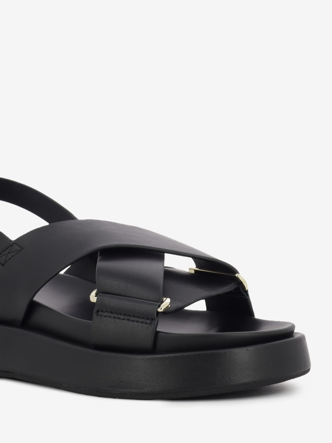 Black sheep leather sandal