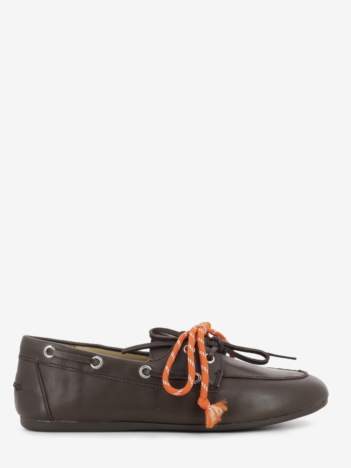 Brown leather boat shoe