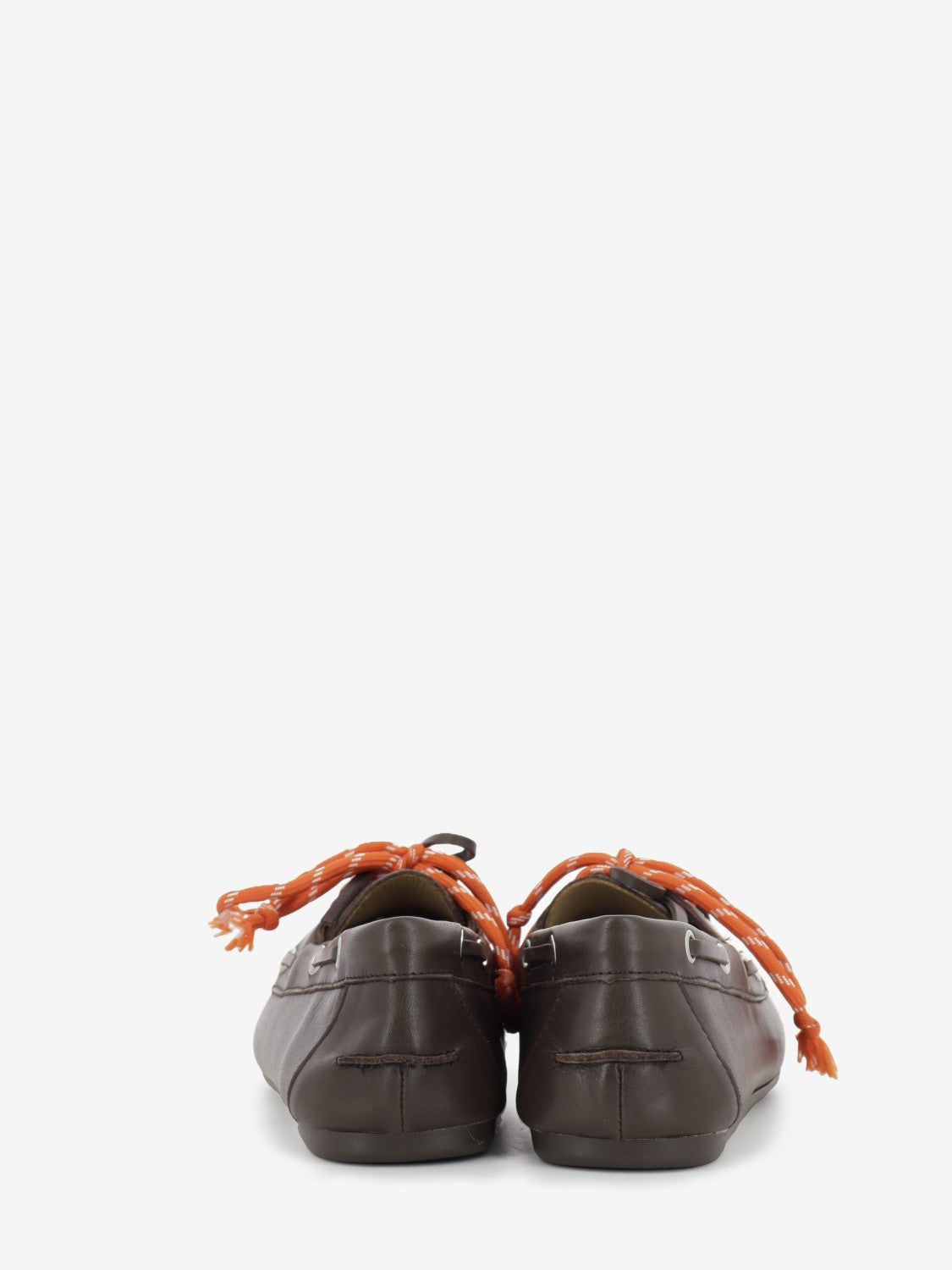 Brown leather boat shoe